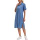 thumbnail image 2 of INSPIRE CHIC Vestido Camisero de Mezclilla para Mujer Regreso a Clases Manga Corta Botones Casual Midi Vestido Azul Cielo S, 2 of 6