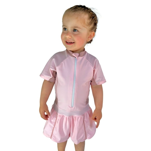 Traje De Baño Niña Con Falda Protección Uv Rosado 2