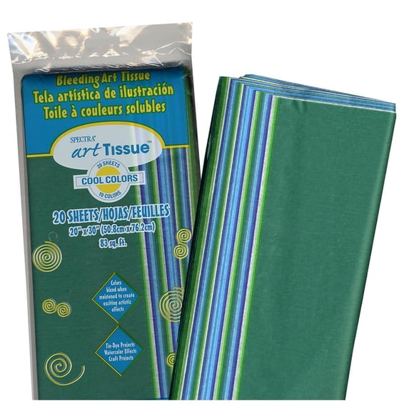 Papel tissue para arte con sangrado SPECTRA 51 x 76 cm, 20 hojas, colores fríos