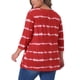 thumbnail image 5 of Agnes Orinda Blusas Casuales de Talla Grande para Mujer, Tops de Colegio con Rayas de Tie Dye, Cuello en V, Mangas 3/4, Túnica, 1X Rojo, 5 of 8
