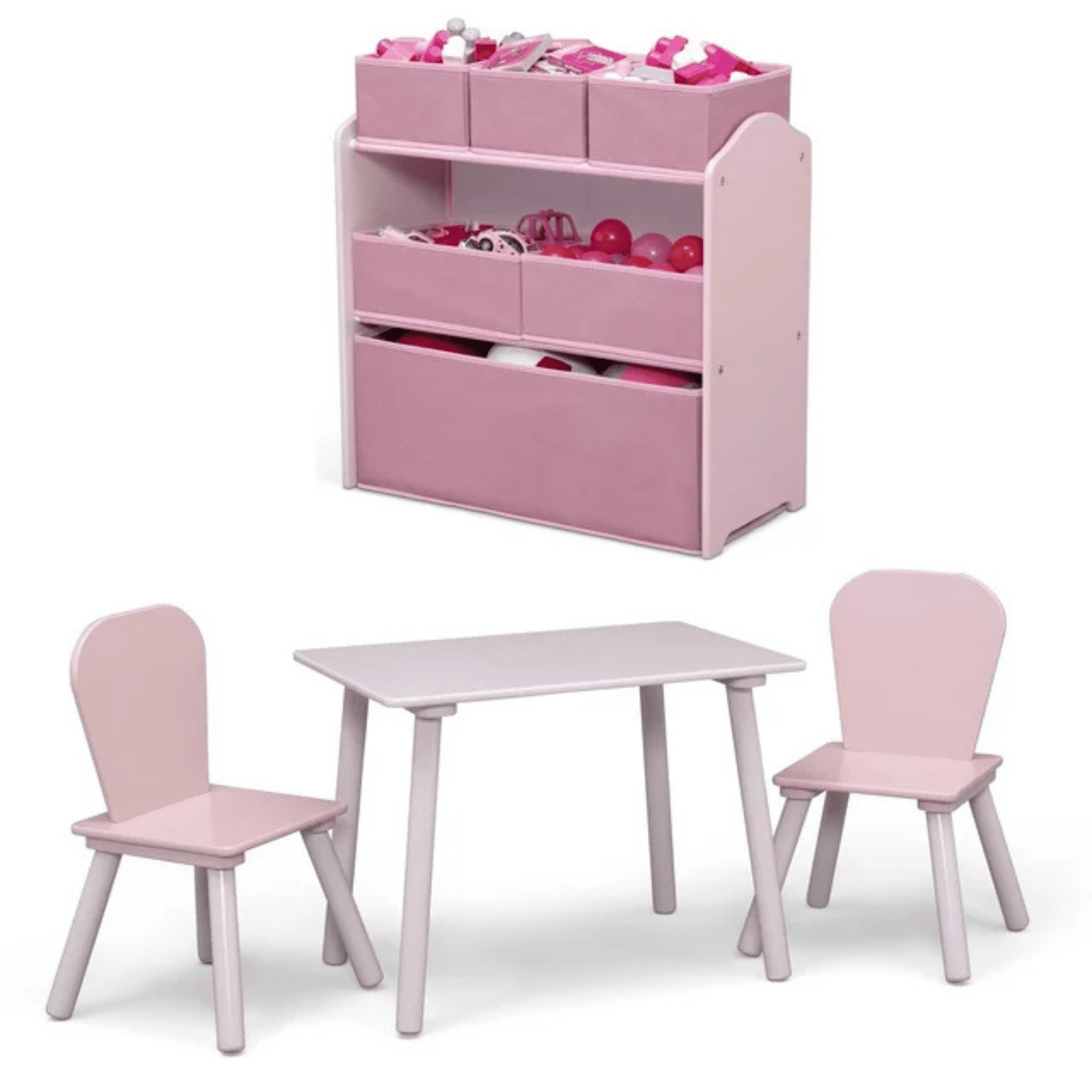 Set Juego De Mesa Y Organizador Infantil Rosa Delta Children