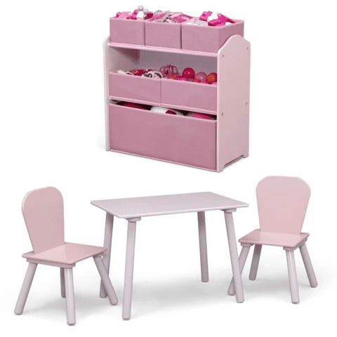Set Juego De Mesa Y Organizador Infantil Rosa Delta Children