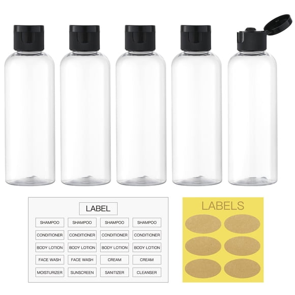 Botellas de viaje LISAPACK de 100 ml (3.4 oz) para artículos de aseo, 5 piezas