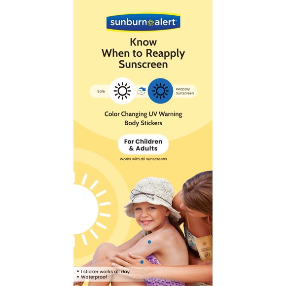 Pegatinas UV Sunburn Alert – Patenteada, Fabricadas en EE. UU.