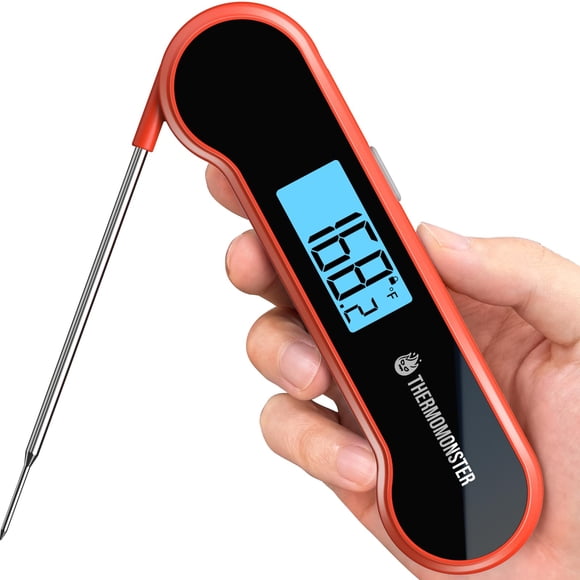 Termómetro para carne Thermomonster, lectura de 0,5 segundos, resistente al agua, rojo