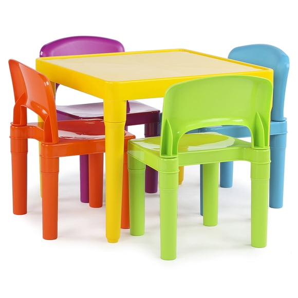 Juego de mesa y 4 sillas Humble Crew para niños de 3 a 6 años, amarillo