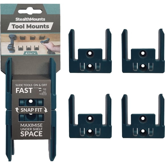 Soporte para herramientas StealthMounts compatible con Makita LXT de 18 V, paquete de 4, azul
