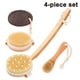 thumbnail image 1 of Juego de 4 cepillos de baño, cepillo de masaje, cepillo corporal, set de regalo de bienestar, cepillo de piel de piedra pómez con cerdas naturales, mango curvo con inserto de cepillo extraíble., 1 of 8