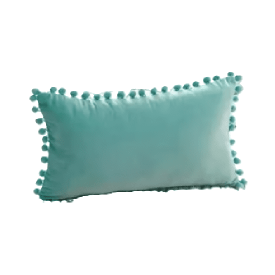 Genérico - Pack De 2 Fundas De Cojín Terciopelo Con Pompones 30x50 Cm Turquesa