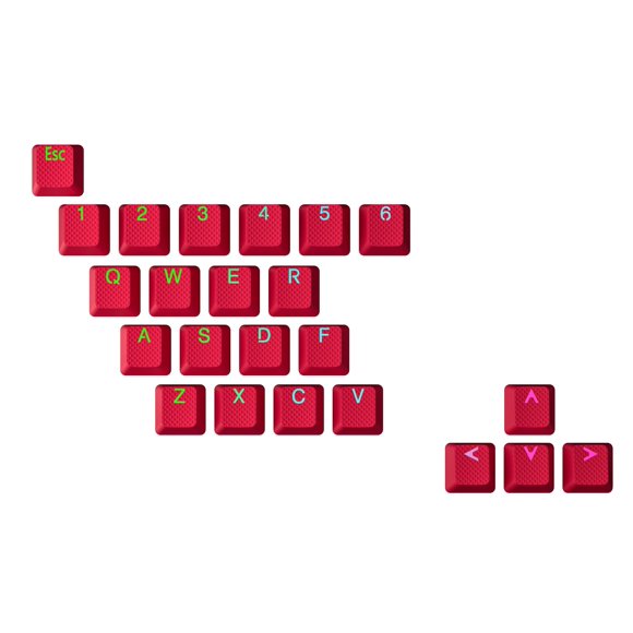 Set de keycaps Geeky perfil OEM con recubrimiento de goma, 23 teclas, rojo