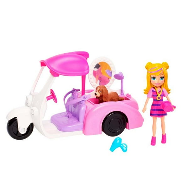 Juguete Auto Baño Perritos Infantil Rosado Polly Pocket