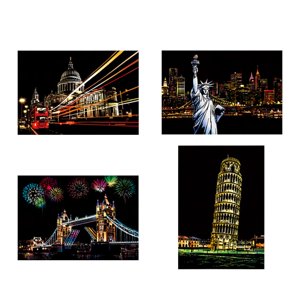 Magideal - 4 Piezas De Tarjetas De Papel Para Rascar, Pintar Y Rayar, Grabado, Hojas Negras Creativas Para Rascar, Graffiti Artístico Colorido, Suministros Estilo D