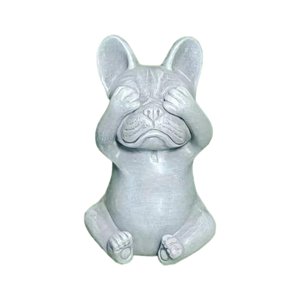 Magideal - Estatua De Francés, Estatua De Perro, Estatuilla De Resina, Escultura De Perro Gris Oscuro Mate Para Decoración Del Hogar Interior Y Exterior, , No Ver No Ver Bulldog