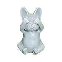 Magideal - Estatua De Francés, Estatua De Perro, Estatuilla De Resina, Escultura De Perro Gris Oscuro Mate Para Decoración Del Hogar Interior Y Exterior, , No Ver No Ver Bulldog