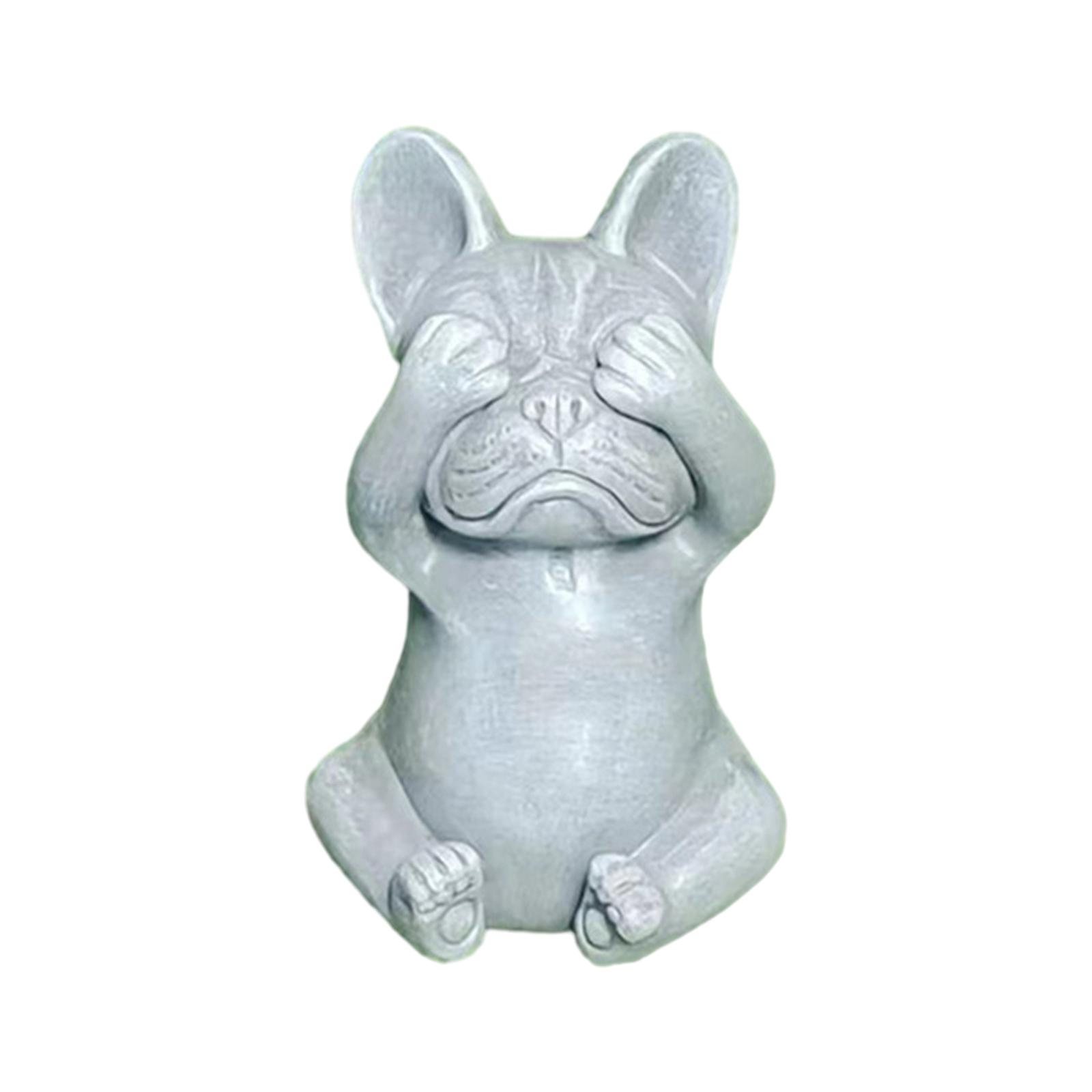 Magideal - Estatua De Francés, Estatua De Perro, Estatuilla De Resina, Escultura De Perro Gris Oscuro Mate Para Decoración Del Hogar Interior Y Exterior, , No Ver No Ver Bulldog