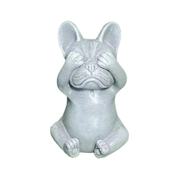 Estatua de Francés, estatua de perro, estatuilla de resina, escultura de perro gris oscuro mate para decoración del hogar interior y exterior, , No ver No ver bulldog