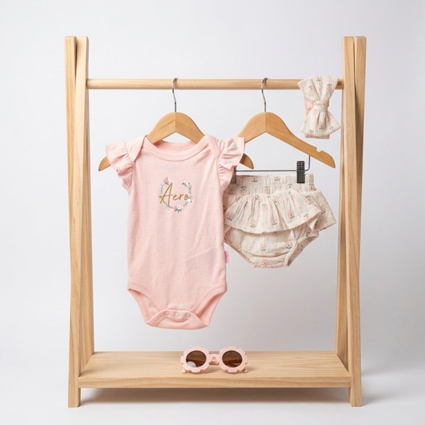 Conjunto De 4 Prendas Para Niña Body Y Calzon + Diadema Y Lentes Primavera Verano