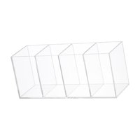 Magideal - Escaparate De Delineador De Ojos, Almacenamiento De Brochas Cosméticas, 3 Compartimentos Rectangulares, Organizador Transparente, Contenedor De Lápiz