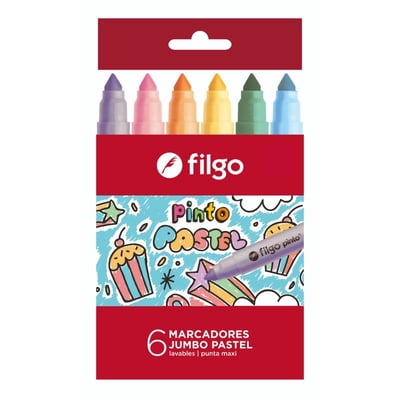 Marcadores Pinto Jumbo, Estuche 6 Colores Pastel Filgo