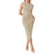 thumbnail image 1 of INSPIRE CHIC Vestido formal midi sin mangas con cuello barco para mujer, atuendo de maestra para el regreso a clases, beige L, 1 of 5