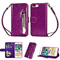 Foxdock - Funda Para Elegante Funda Iphone 7 Plus/Iphone 8 Plus Glitter Con Cremallera-Ideal Para El Uso Diario