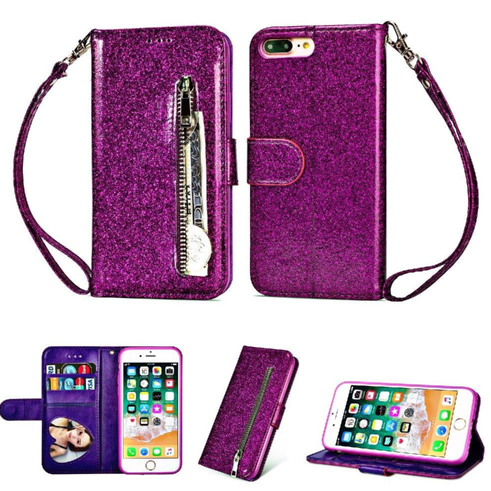 Foxdock - Funda Para Elegante Funda Iphone 7 Plus/iphone 8 Plus Glitter Con Cremallera-ideal Para El Uso Diario