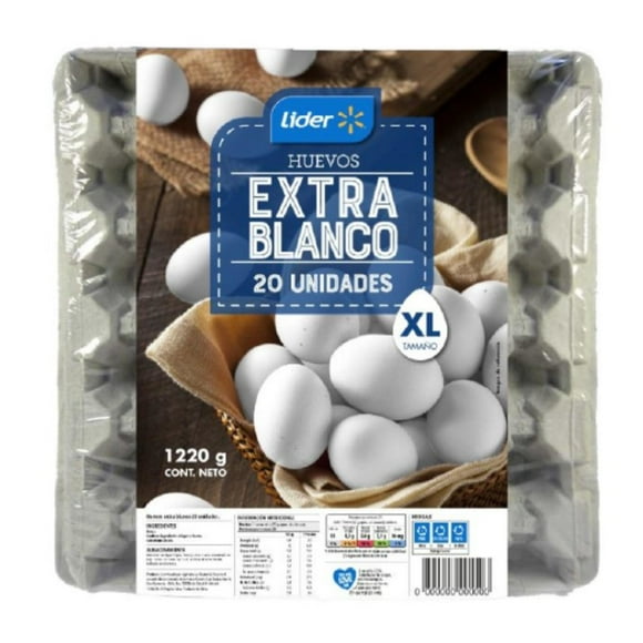 Huevos Tradicionales Extra Grande Blanco, 20 Un