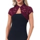 thumbnail image 1 of INSPIRE CHIC Bolero de Encaje para Mujer con Cuello Alto, Botón, Manga Corta, Cubierta de Hombros M Rojo Vino, 1 of 6