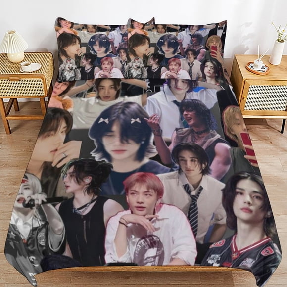 Stray Kids Long Lasting Comfort Durable Weave Smooth Touch Zipper Duvet Cover Sets for Bedroom Upgrade