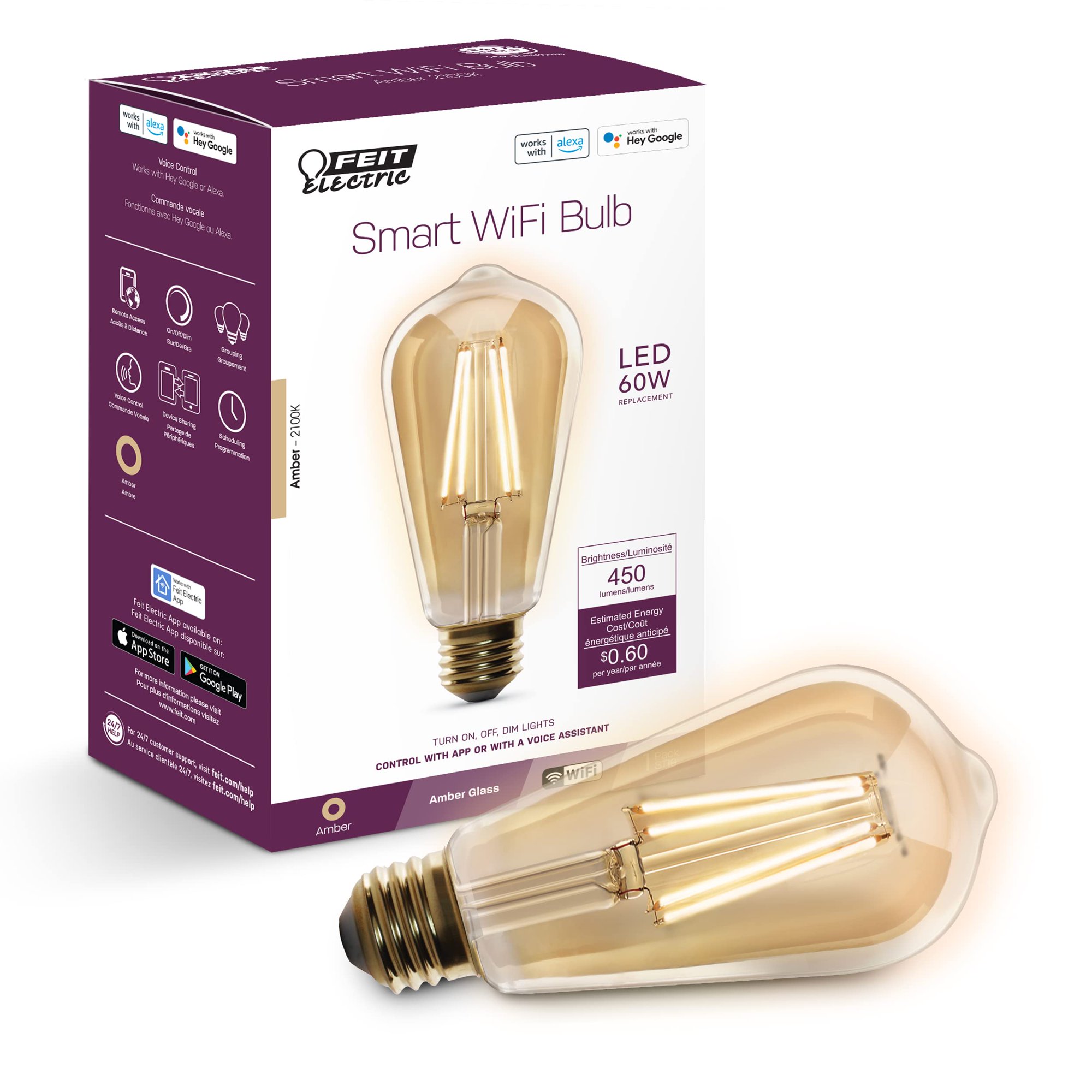 Bombilla Inteligente Feit Electric St1960/fil/ag 5w 2100k Wifi