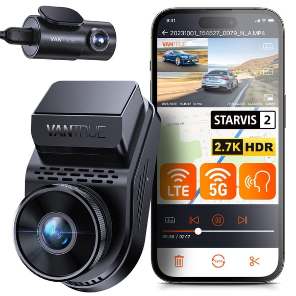 Dash Cam Vantrue S1 Pro 2.7K, doble 5G WiFi frontal y trasera