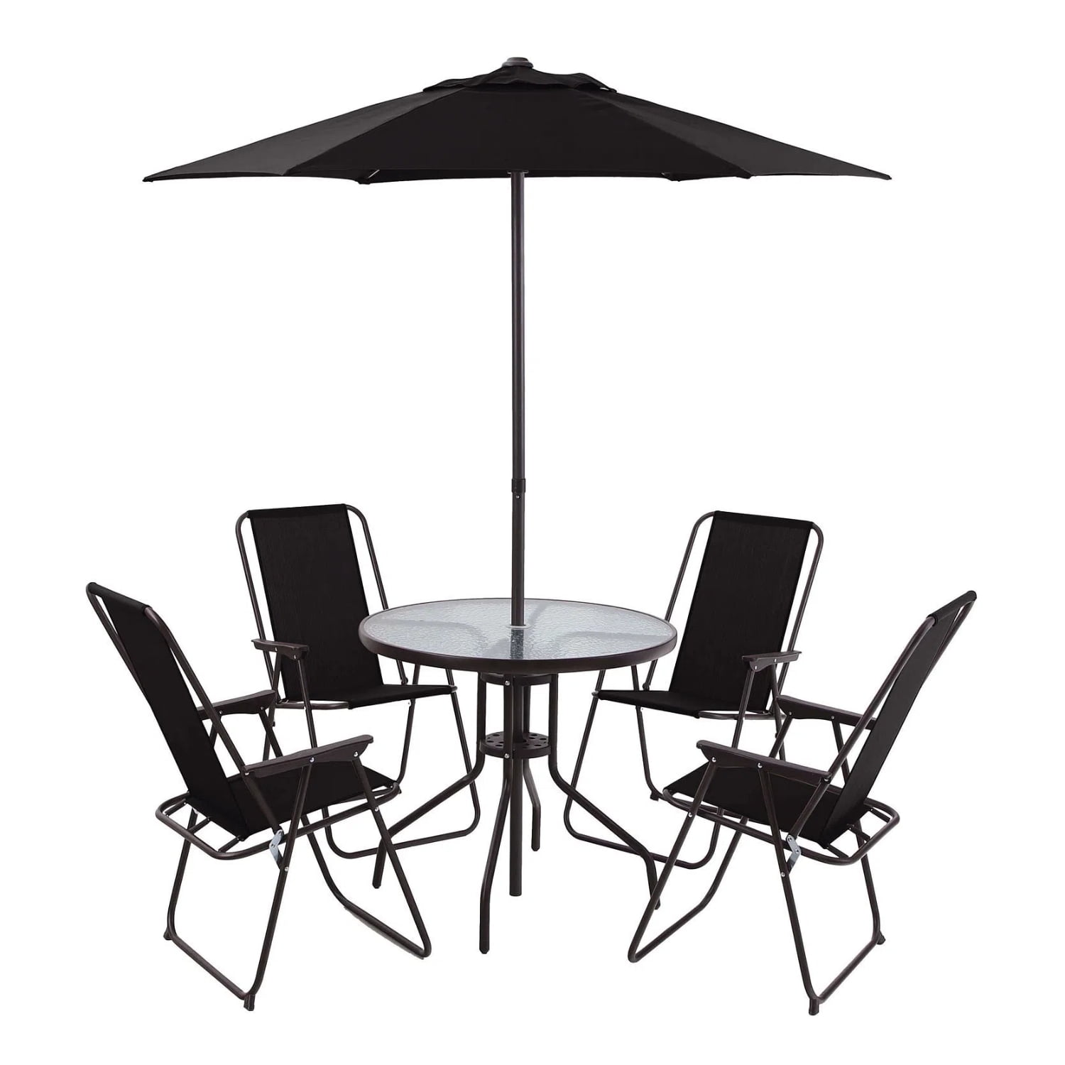 Importclick - Juego Comedor Terraza Jardín Exterior + 4 Sillas Y Quitasol Metal