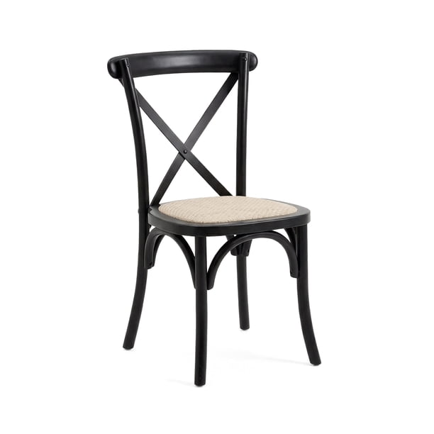 Silla Comedor Madera Ratán Apilable Crossback Negra