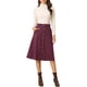 thumbnail image 2 of INSPIRE CHIC Falda Midi de Pana de Cintura Alta para Mujer, Línea A, con Botones al Frente, Plisada, con Cinturón y Bolsillos, Burdeos M, 2 of 6