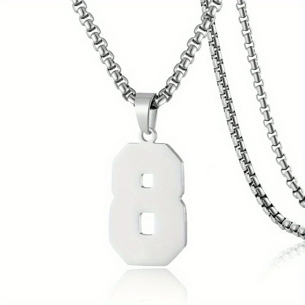 1pc Stylish Stainless Steel Men's Athletes Number Pendant Necklace - Perfect for Baseball, Basketball, and Football Teams - Long Chain Necklace with Sports Number - Ideal Gift for Boys