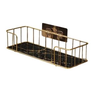 Magideal - Bandejas De Baño Montadas En La Pared Sin Perforación Gel De Ducha Soporte Para Champú Organizador De Carrito De Ducha Estante De Almacenamiento De Co Oro Negro Pequeño