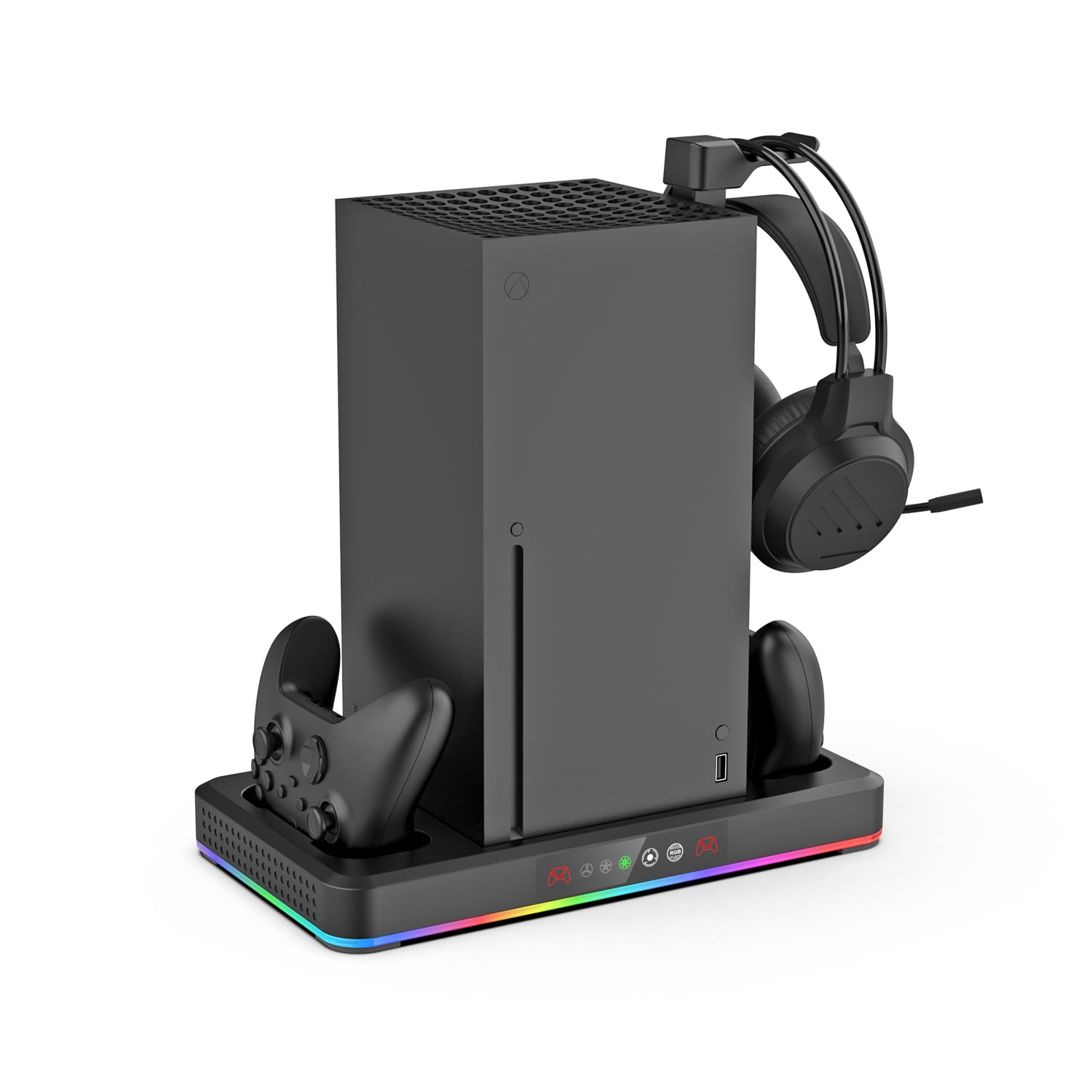 Genérico - Base De Ventilador Con Soporte De Carga Para Xbox Serie X/s, Luces Rgb Y Gancho Para Auriculares Accesorios-negro