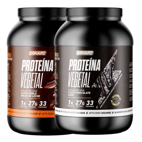 Gohard - Pack Proteinas Vegetales 2Kg Total 66Sv Dulce De Leche - Chocolate Coco