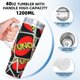 thumbnail image 5 of UNO Vaso aislado de acero inoxidable con asa, diseño temático, regalo para familia, amigos y fans; incluye pajita y encaja en el portavasos estándar, 40 oz, 5 of 6