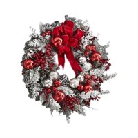 Bothyi - Corona Navideña Flocada Para Puerta De Entrada, Corona Navideña Para Hotel, Interior, Oficina, 40 X 40 X 9 Cm