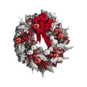 Bothyi - Corona Navideña Flocada Para Puerta De Entrada, Corona Navideña Para Hotel, Interior, Oficina, 35 X 35 X 8 Cm