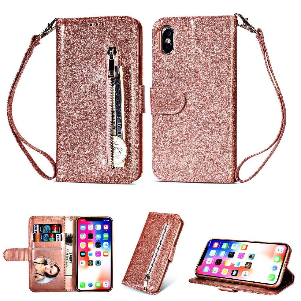 Foxdock - Funda Para Elegante Funda Iphone Xr Glitter Con Cremallera-ideal Para El Uso Diario