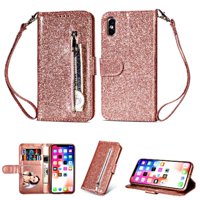 Foxdock - Funda Para Elegante Funda Iphone Xr Glitter Con Cremallera-Ideal Para El Uso Diario