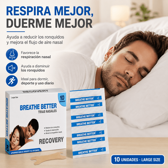 Respira Mejor Recovery - Congestion Nasal, Reduce Ronquidos 10u