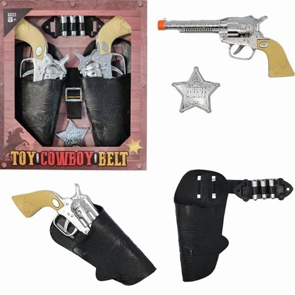 Conjunto de pistolas de juguete The Dreidel Company - Kit vaquero de 9 piezas