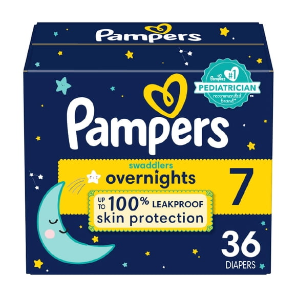 Pañales Pampers Swaddlers Overnights, tamaño 7, 36 unidades