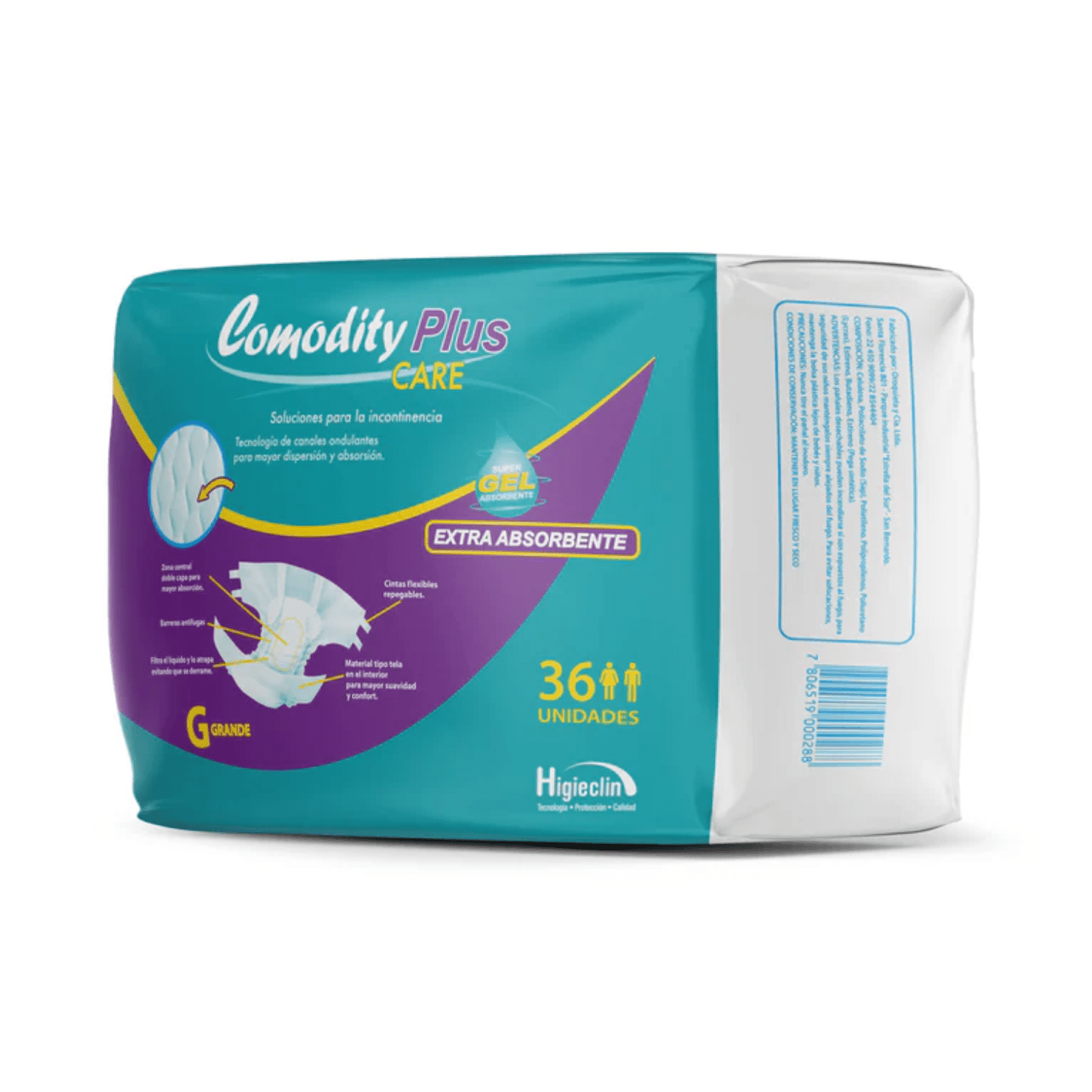 Pañal Adulto Higieclin Plus Care Talla G X36 Con Aloe Vera Talle Grande