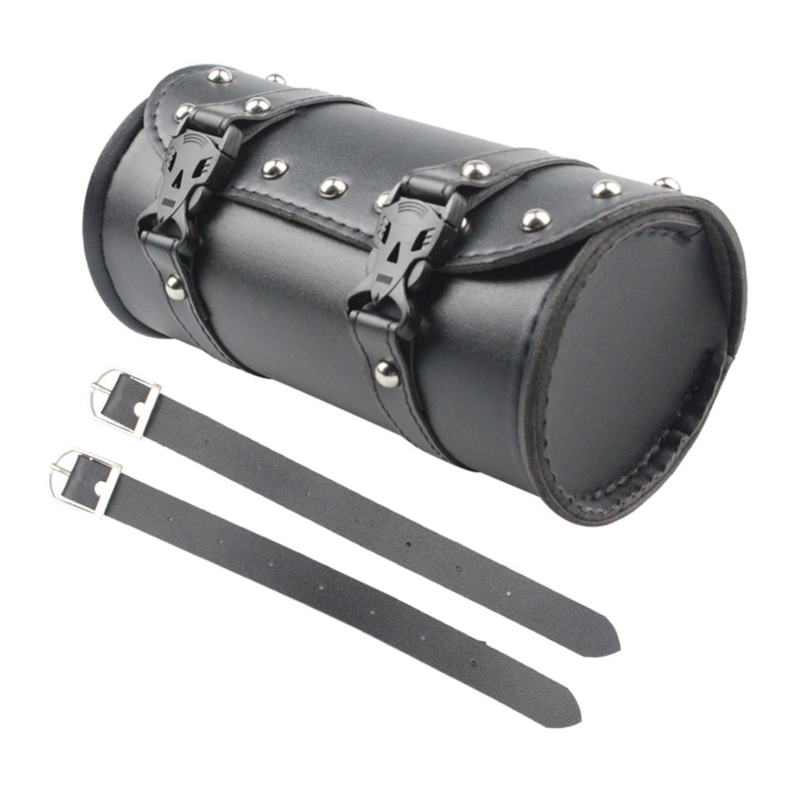 Ioensy - Bolsa Para Manillar De Motocicleta, Bolsa De Herramientas Enrollable De Cuero Pu, Negra Para Motocicleta