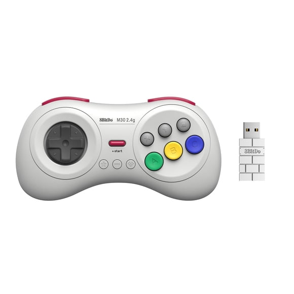 Gamepad 8Bitdo M30 2.4G inalámbrico para Sega Genesis Mini blanco