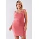 thumbnail image 1 of Vestido Mini Ajustado de Tirantes Finos con Cuello Vuelto, Sedoso y sin Mangas, de Talla Grande, 1 of 5